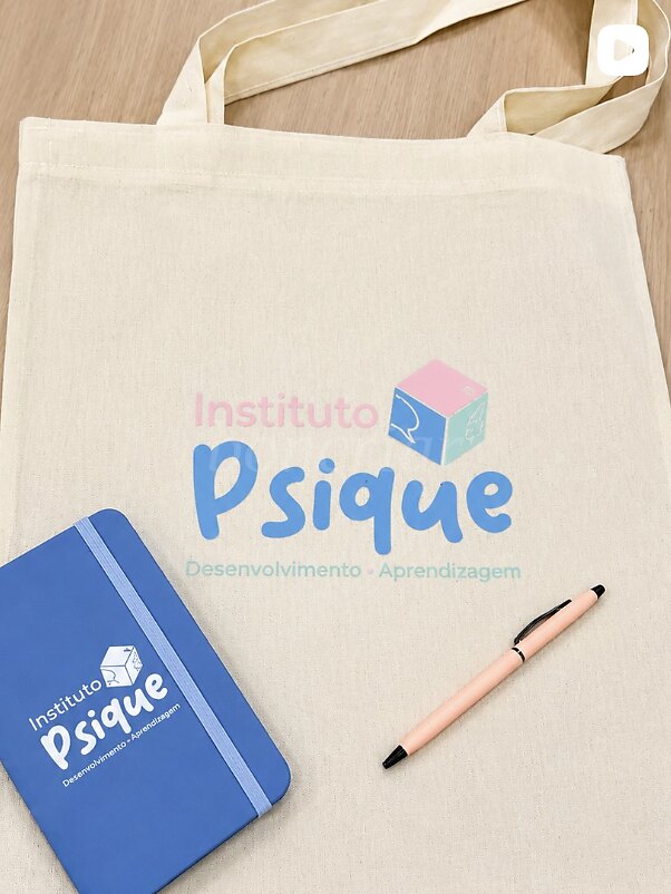 Kit Instituto Psique com ecobag de algodão crua, caderno e caneta